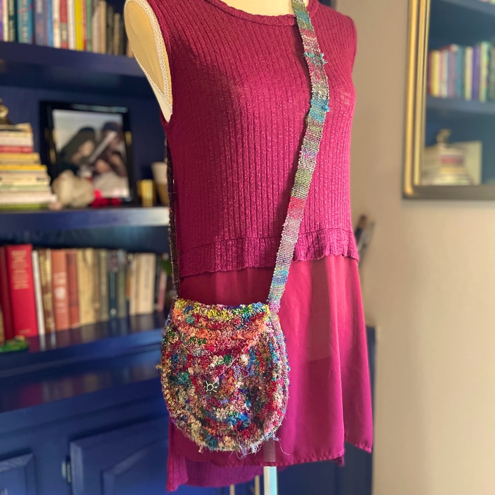 Silk boho crossbody bag